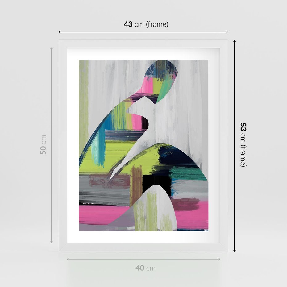 Plakat w ramie 40x50 - Impulsy Marzeń - abstrakcyjna sztuka, nowoczesny obraz - rama biała