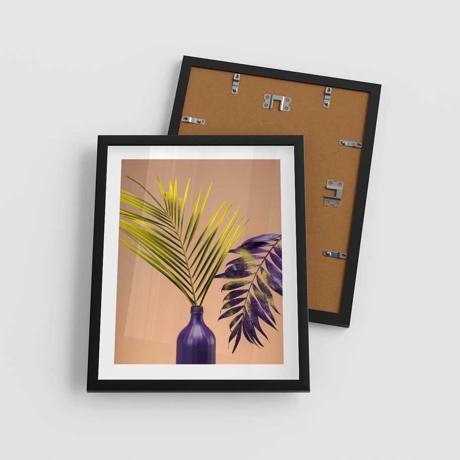 Plakat w ramie 40x50 - Delikatne Piękno - palma, pastele - rama czarna