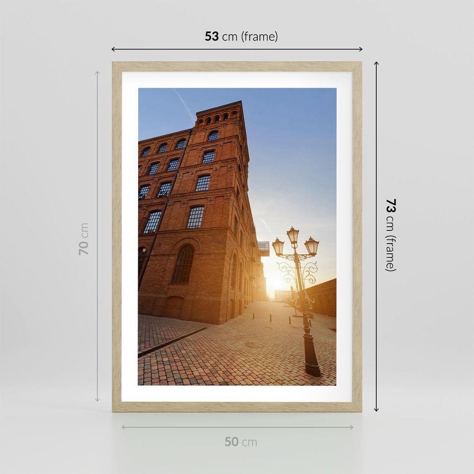 Plakat w ramie 50x70 - Perspektywa uliczki - uliczka, perspektywa - rama drewno