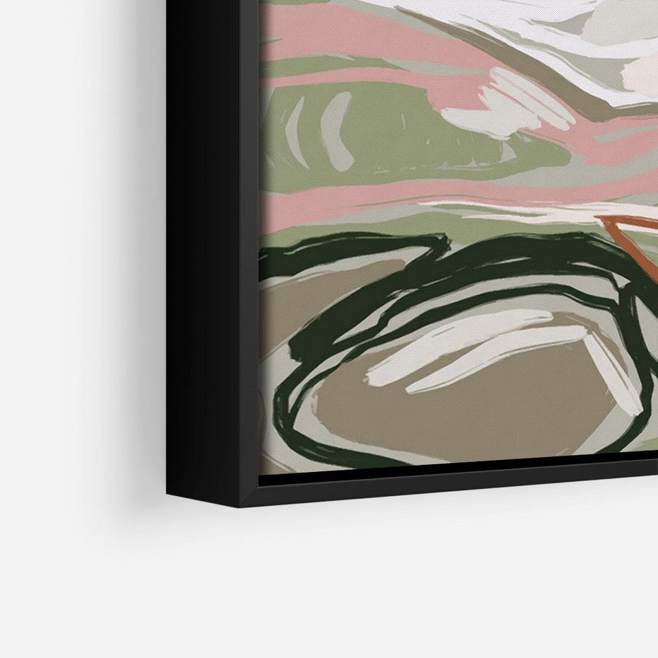 Obraz w ramie 70x100 - Szarawe Wzgórza - pastelowy krajobraz, nowoczesny plakat - rama czarna