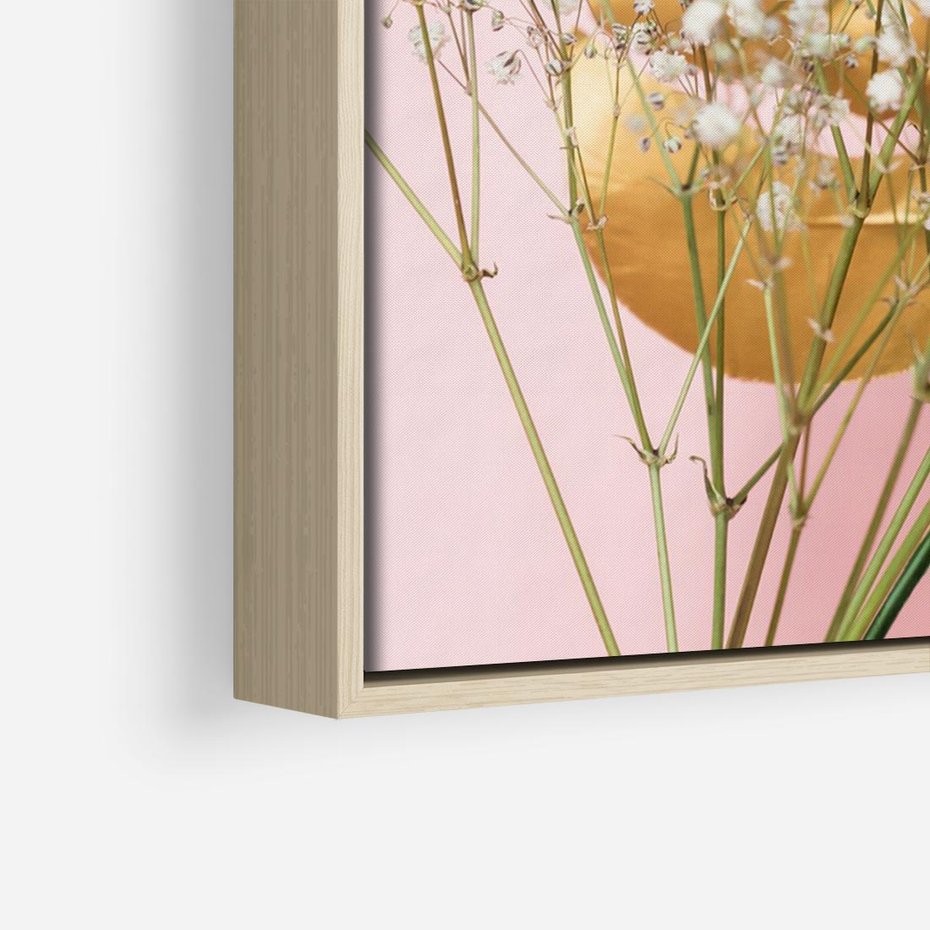 Obraz w ramie 70x50 - Blask Natury - złote, liście - rama drewno