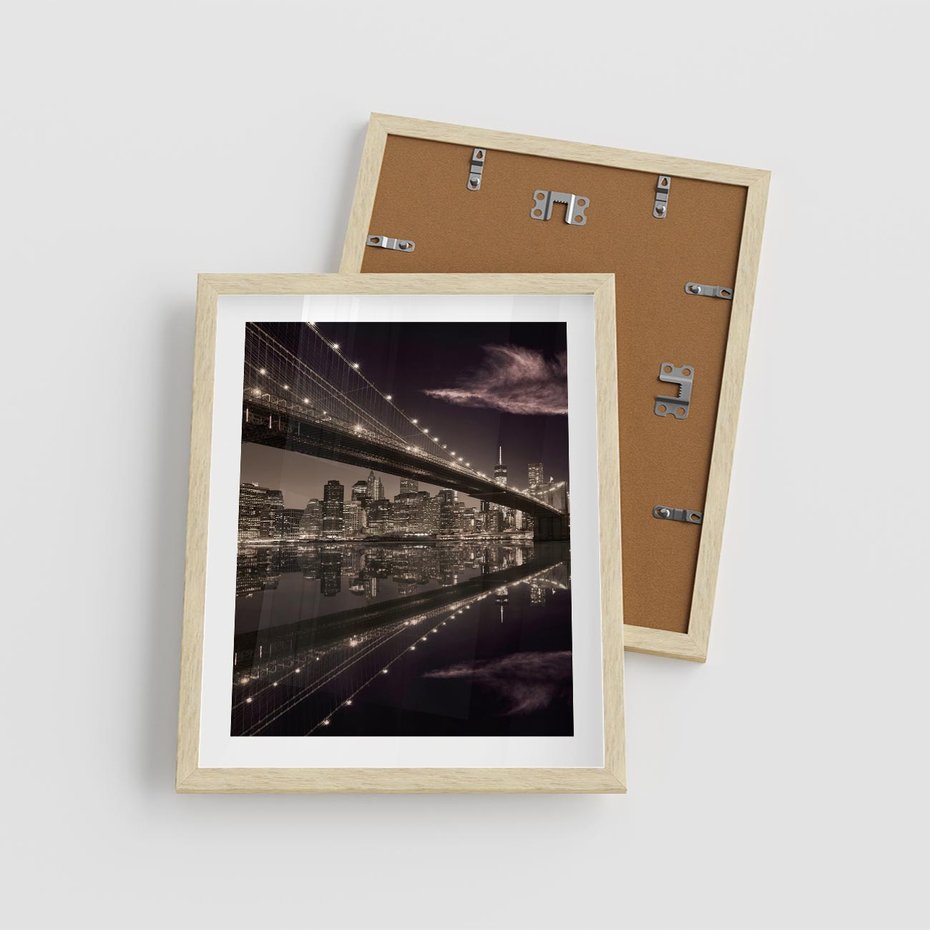 Plakat w ramie 40x50 - Most na nocnym horyzoncie - most, noc - rama drewno