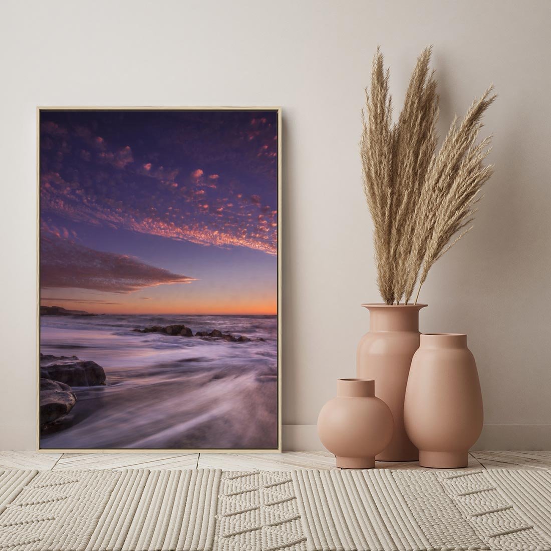 Obraz w ramie 80x120 - Spojrzenie w głąb duszy - zachód słońca, zmierzch - rama drewno
