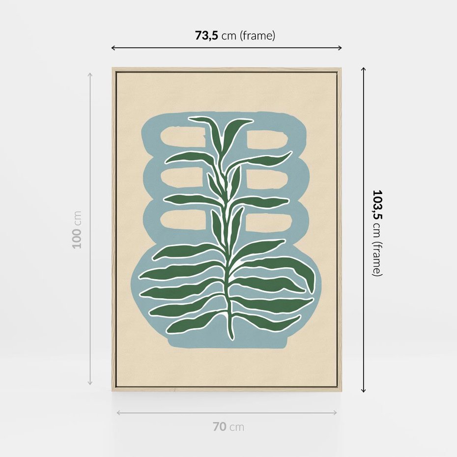 Obraz w ramie 70x100 - Wewnętrzne Spektrum - boho styl, wazon - rama drewno