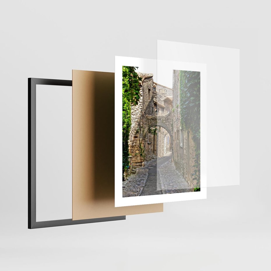 Plakat w ramie 40x50 - Urokliwa perspektywa uliczki - uliczka, perspektywa - rama czarna