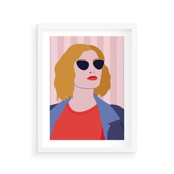 Plakat w ramie 50x70 - Kobieca Ekspresja - nowoczesny plakat, styl retro - rama biała