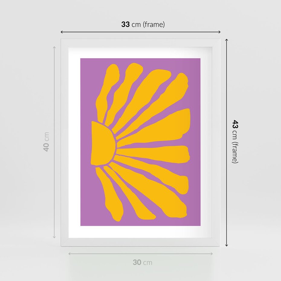 Plakat w ramie 30x40 - Podróżne Kontury - abstrakcyjny plakat, intensywne różowe tło - rama biała