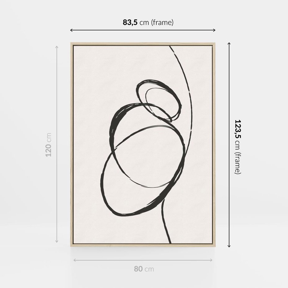 Obraz w ramie 80x120 - Modernistyczne Refleksje - abstrakcyjne szkicowane linie, minimalizm - rama drewno