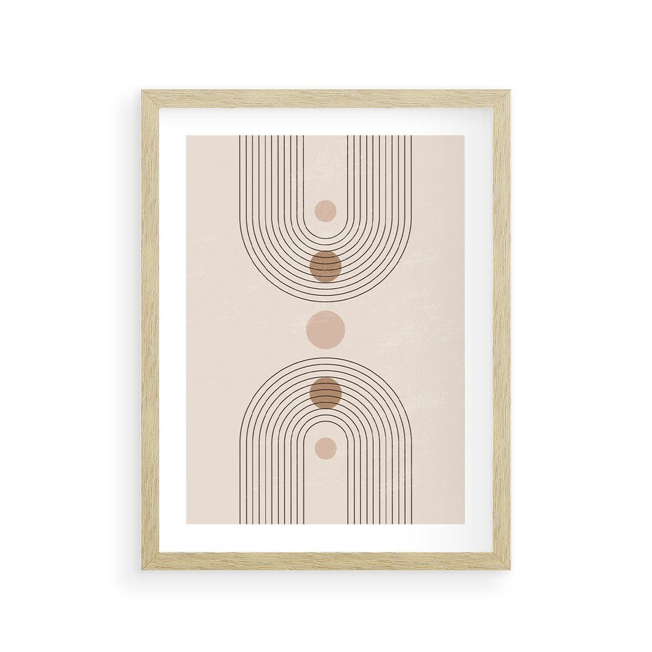 Plakat w ramie 30x40 - Zgeometryzowane Wizje - boho plakat, minimalizm - rama drewno