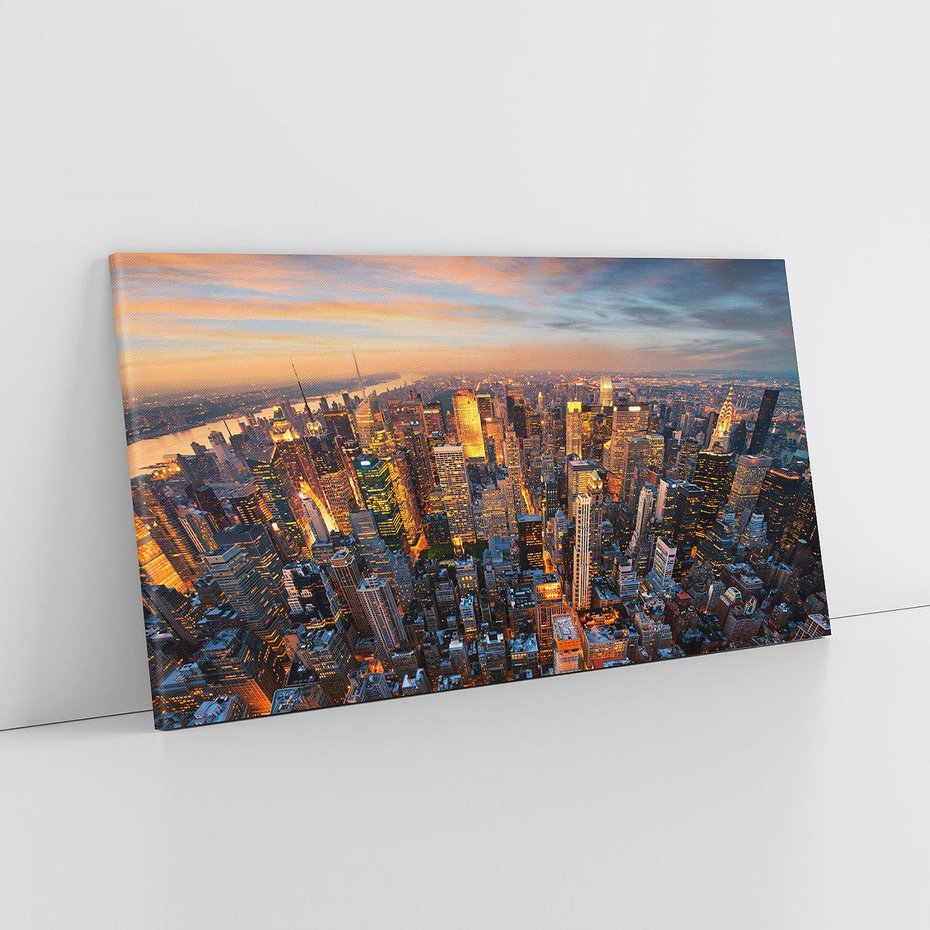 Obraz na płótnie 100x50 - Zachód słońca nad Nowym Jorkiem - New York, zachód
