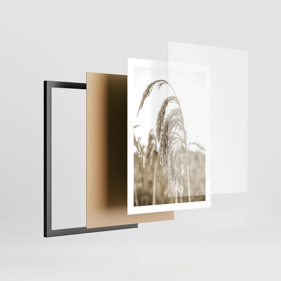 Plakat w ramie 50x70 - Ujęcie Suchych Traw - suche trawy, zbliżenie - rama czarna