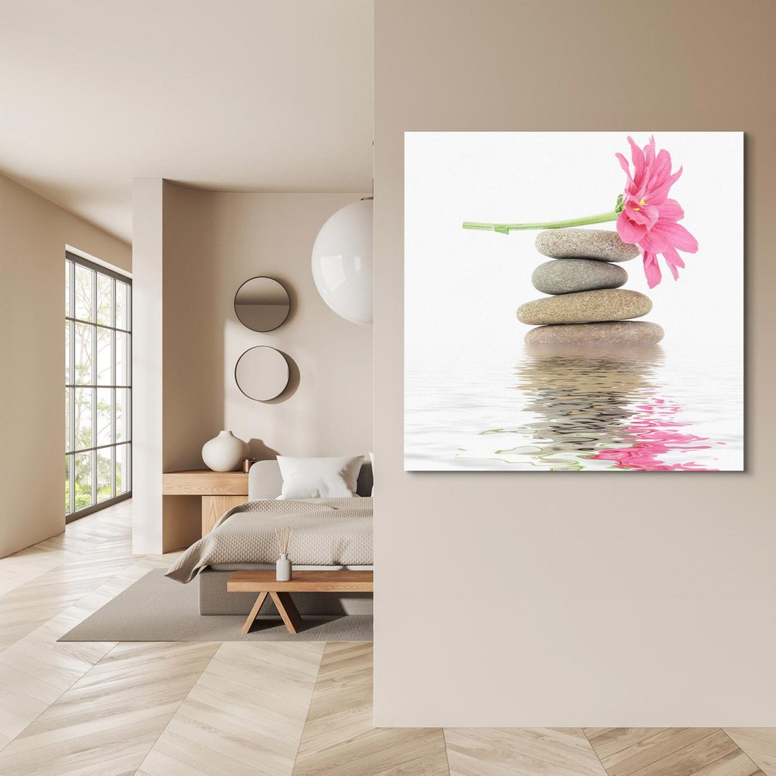 Obraz na płótnie 70x70 - Kwiatowe japońskie spa - japońskie, spa