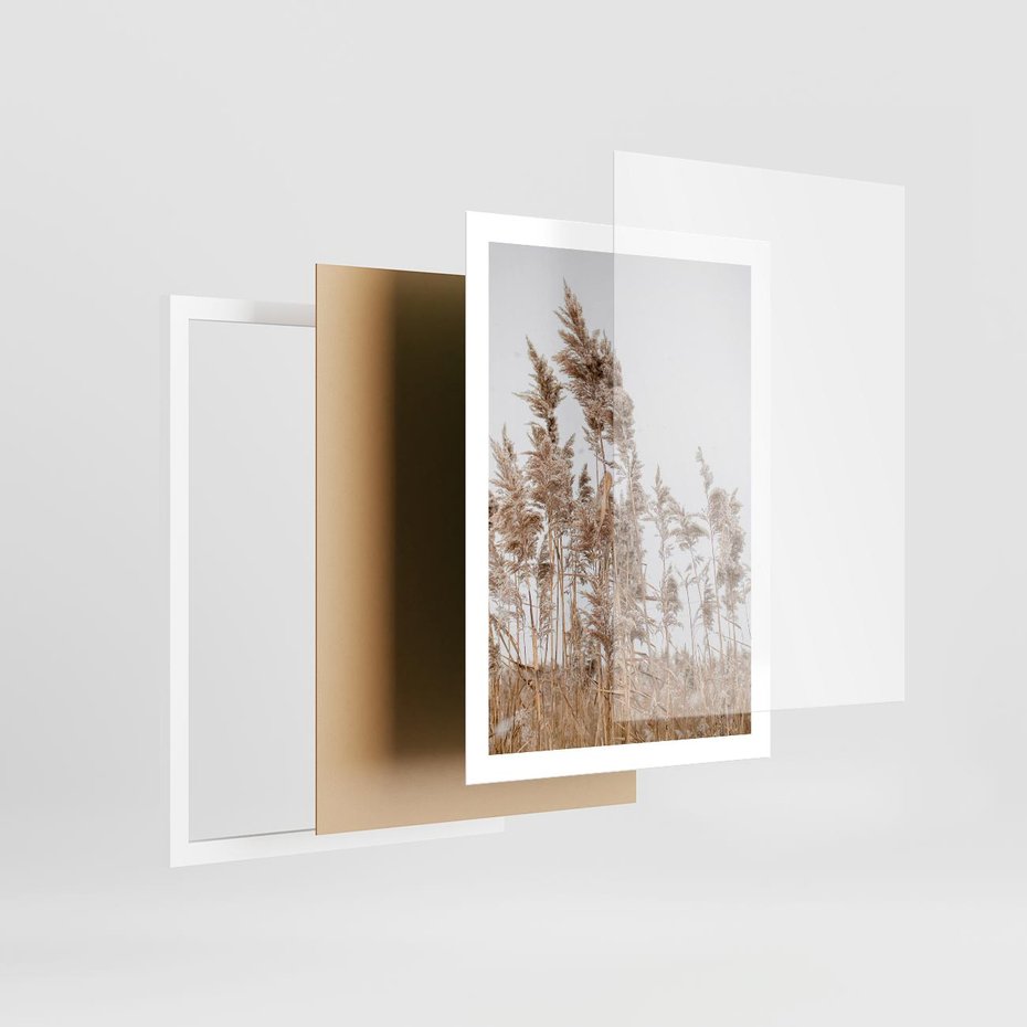 Plakat w ramie 50x70 - Boho Urok - trawy, pampas - rama biała