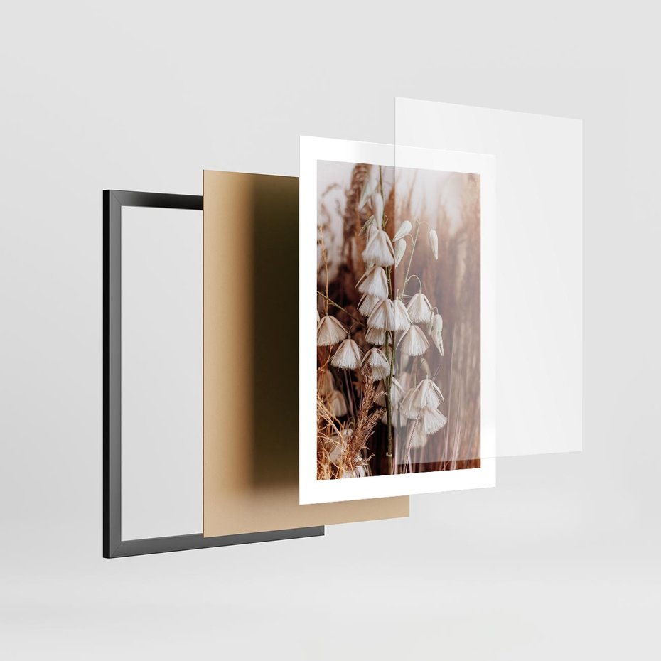 Plakat w ramie 30x40 - Boho Styl z Suchymi Trawami - suche trawy, bogo styl - rama czarna
