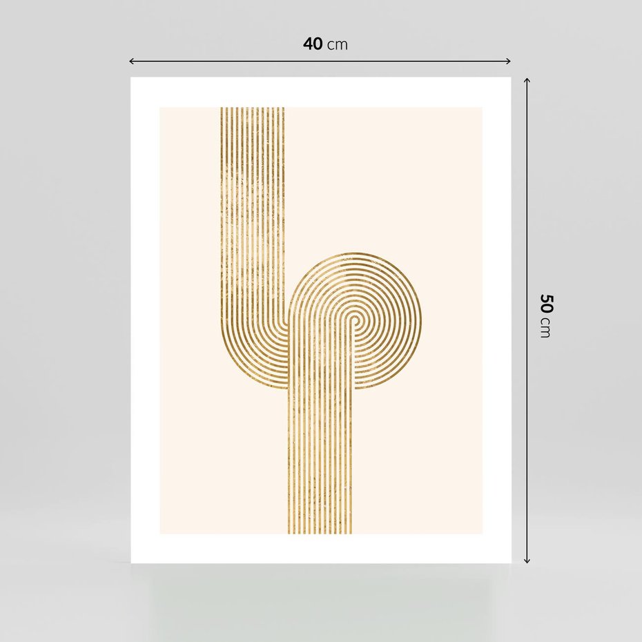 Plakat bez ramy 40x50 - Podróżne Kształty - geometryczne linie w złotym kolorze, minimalizm