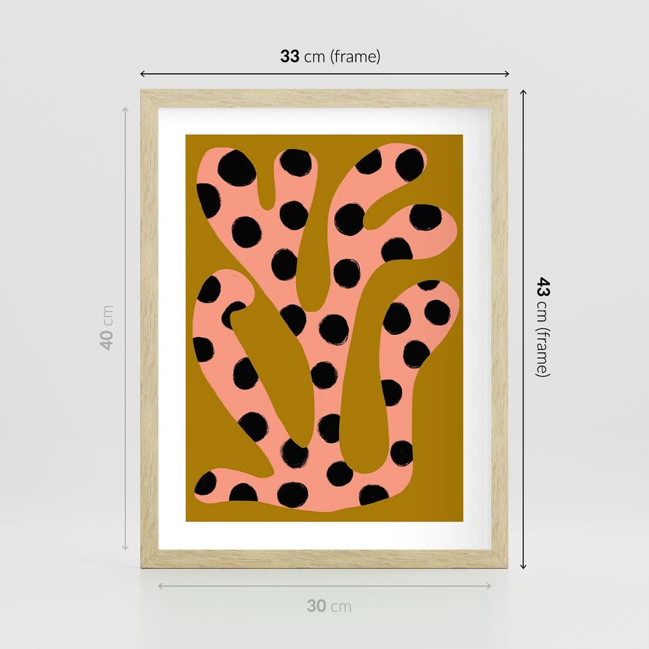 Plakat w ramie 30x40 - Rozkwitająca Wolność Boho - abstrakcyjne boho kształty, dziwne - rama drewno