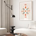Plakat w ramie 40x50 - Symfonia Natury - abstrakcyjne plamy w odcieniach pomarańczowym, kropki plamki - rama drewno