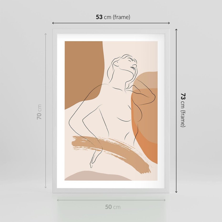 Plakat w ramie 50x70 - Sztuka Prostoty - kobieta, szkic - rama biała