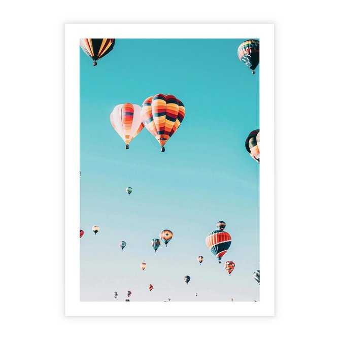 Plakat bez ramy 30x40 - Balonowa Ekscytacja - balony latają w powietrzu, wyścigi balonów