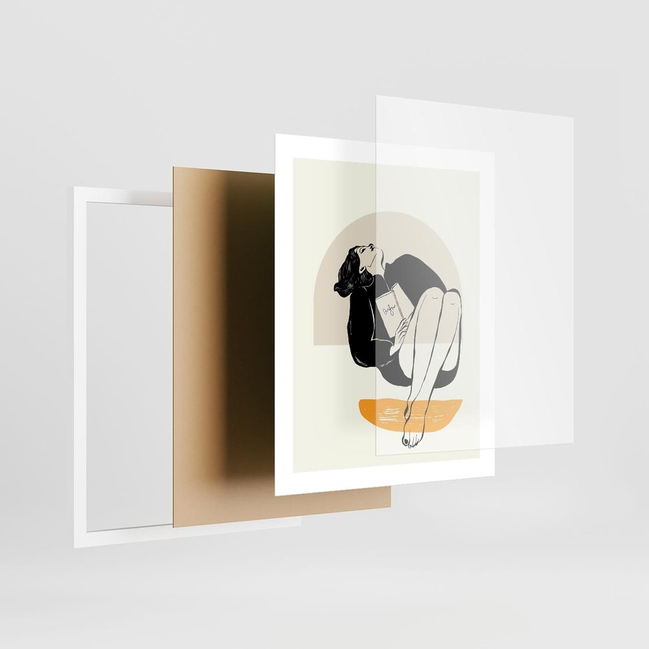 Plakat w ramie 40x50 - Kształt Kobiecego Portretu - grafika, kobieta - rama biała