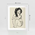 Plakat w ramie 40x50 - Migotliwe Refleksje - nowoczesny minimalistyczny rysunek, dziewczyna w bieliźnie - rama biała