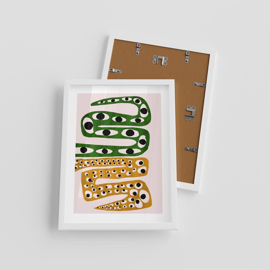 Plakat w ramie 30x40 - Mroczne Wypaczenia - abstrakcyjny obraz, dziwne kształty - rama biała