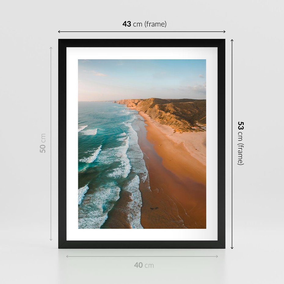 Plakat w ramie 40x50 - Z Lotu Ptaka - fotografia, plaża - rama czarna