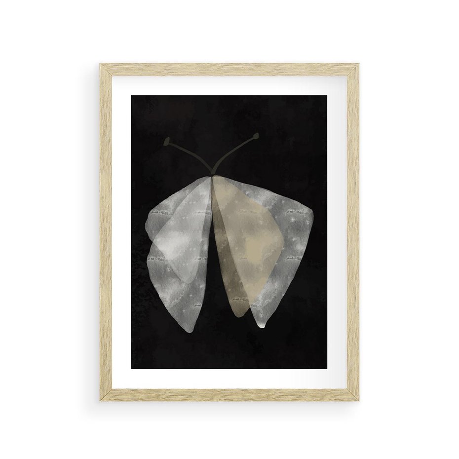 Plakat w ramie 30x40 - Obce Powidoki - abstrakcyjna ćma, mroczna atmosfera - rama drewno