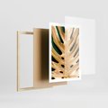 Plakat w ramie 50x70 - Piękno i Styl - złote, liście - rama drewno
