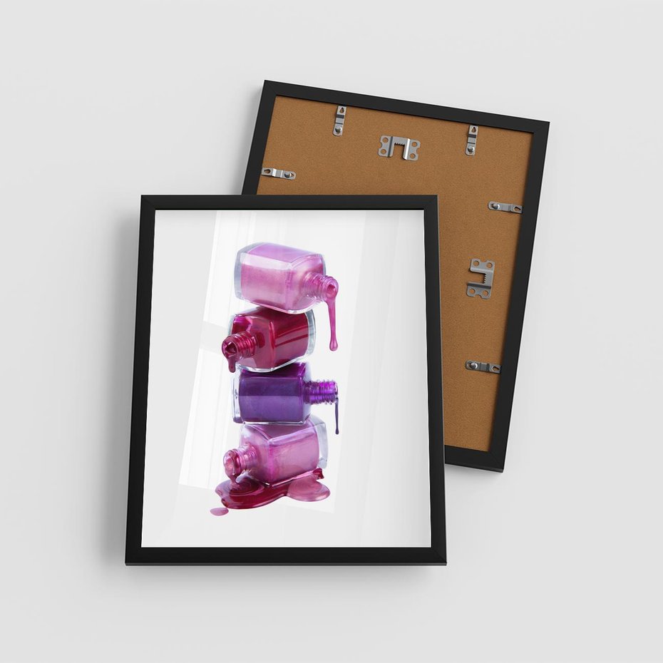 Plakat w ramie 40x50 - Kolorowe Paznokcie - lakiery, do paznokci - rama czarna