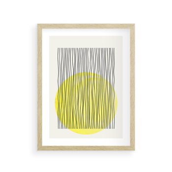 Plakat w ramie 40x50 - Ciepłe Przenikanie - geometria, żółte koło - rama drewno