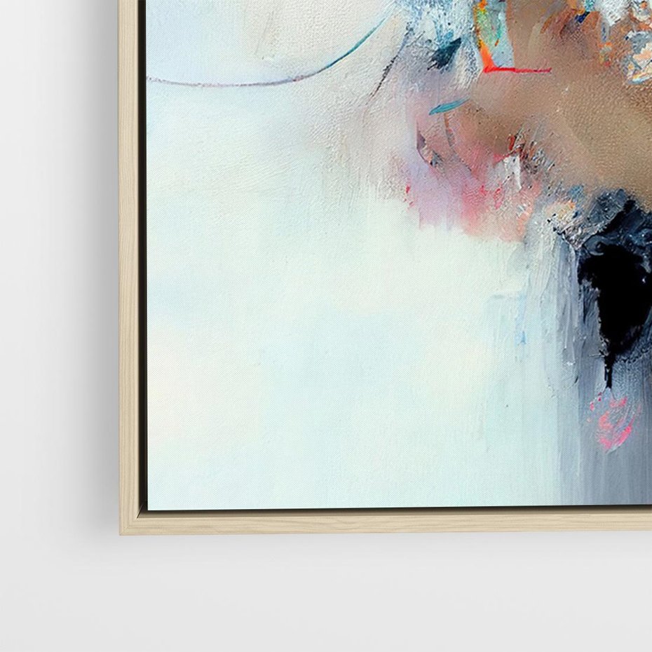 Obraz w ramie 100x70 - Kontrapunkty zatajonych uczuć - dynamiczna abstrakcja, bałagan na płótnie - rama drewno