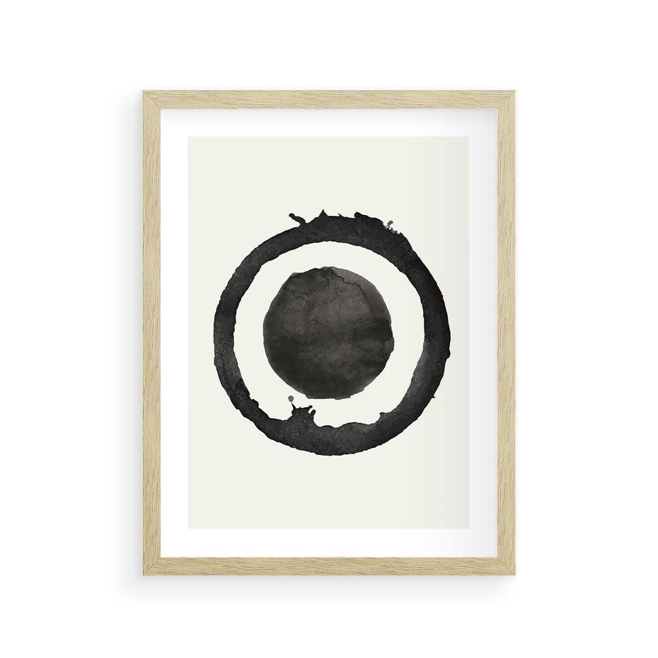 Plakat w ramie 30x40 - Harmonijne Emocje - abstrakcyjne plamy okręgi, akwarelowe - rama drewno