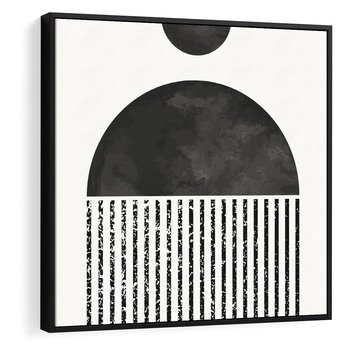 Obraz w ramie 50x50 - Księga Wibracji - abstrakcyjne czarno białe formy, minmalizm - rama czarna