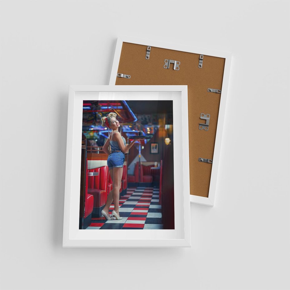 Plakat w ramie 30x40 - Czas Na Wyjątkowy Posiłek - restauracja, retro - rama biała