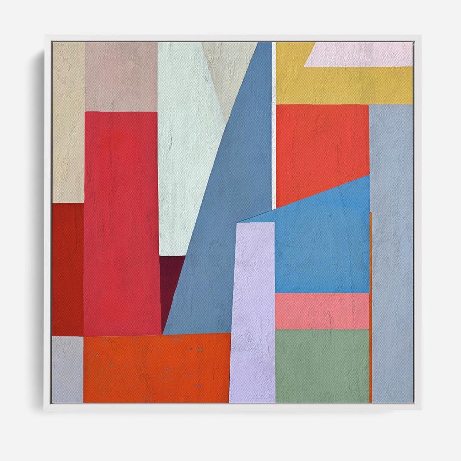 Obraz w ramie 50x50 - Migotliwe Nastroje Kształtów - różne geometryczne formy, olejny obraz - rama biała