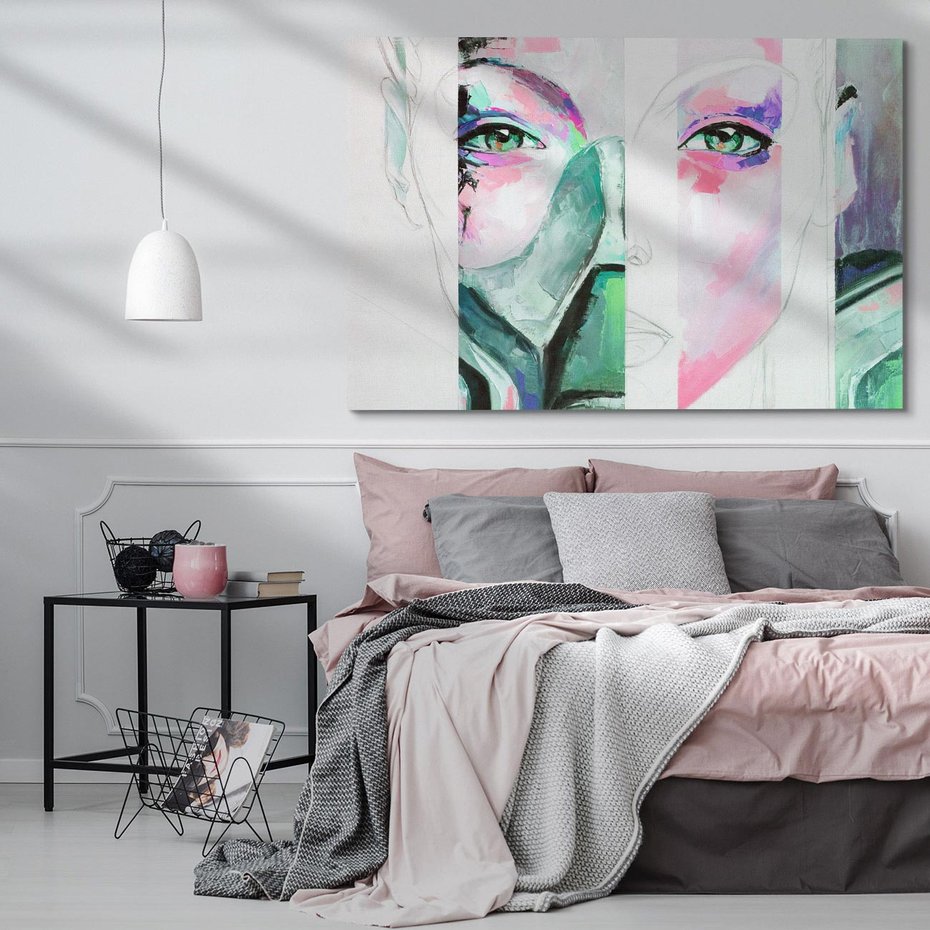 Obraz na płótnie 70x50 - Niezakończona Piękność - abstrakcyjny obraz olejny, portret kobiety