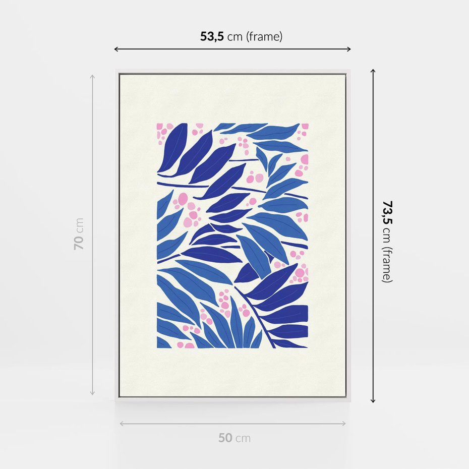 Obraz w ramie 50x70 - Kolorowy Wir - liściasta kompozycja, nowoczesny plakat - rama biała