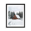 Plakat w ramie 40x50 - Ujęcie zimy w Górach - domek w górach w zimie, śnieg - rama czarna