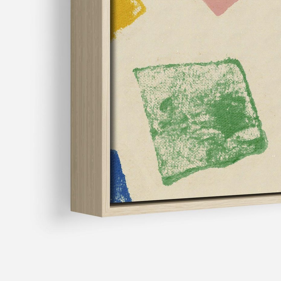 Obraz w ramie 80x80 - Tęczowe Rytmy - kolorowe tęczowe kwadraty, wesoły kolaż - rama drewno