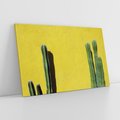 Obraz na płótnie 100x70 - Refleksje w roślinnym odbiciu - zielone kaktusy na tle żółtej ściany, soczyste kolory