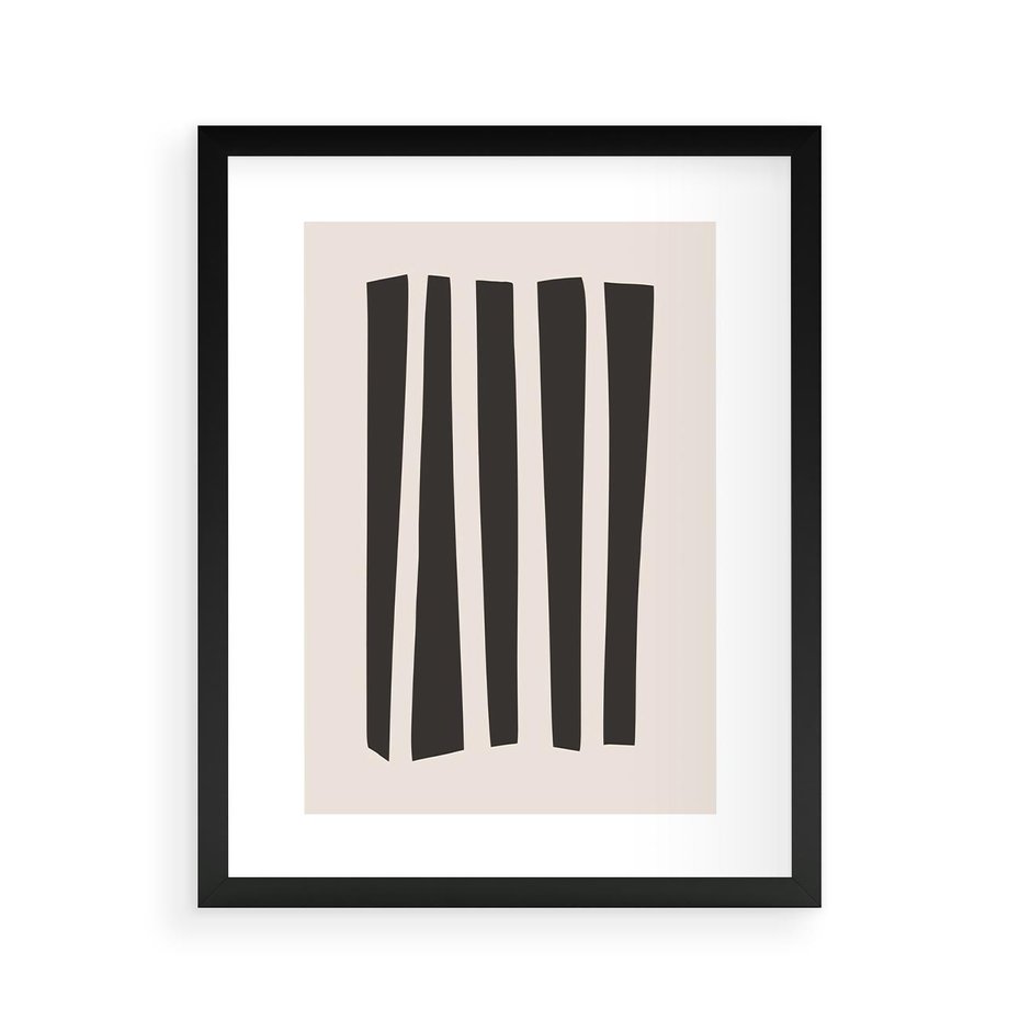 Plakat w ramie 40x50 - Migotliwa Transformacja Form - minimalizm, czarne pasy - rama czarna