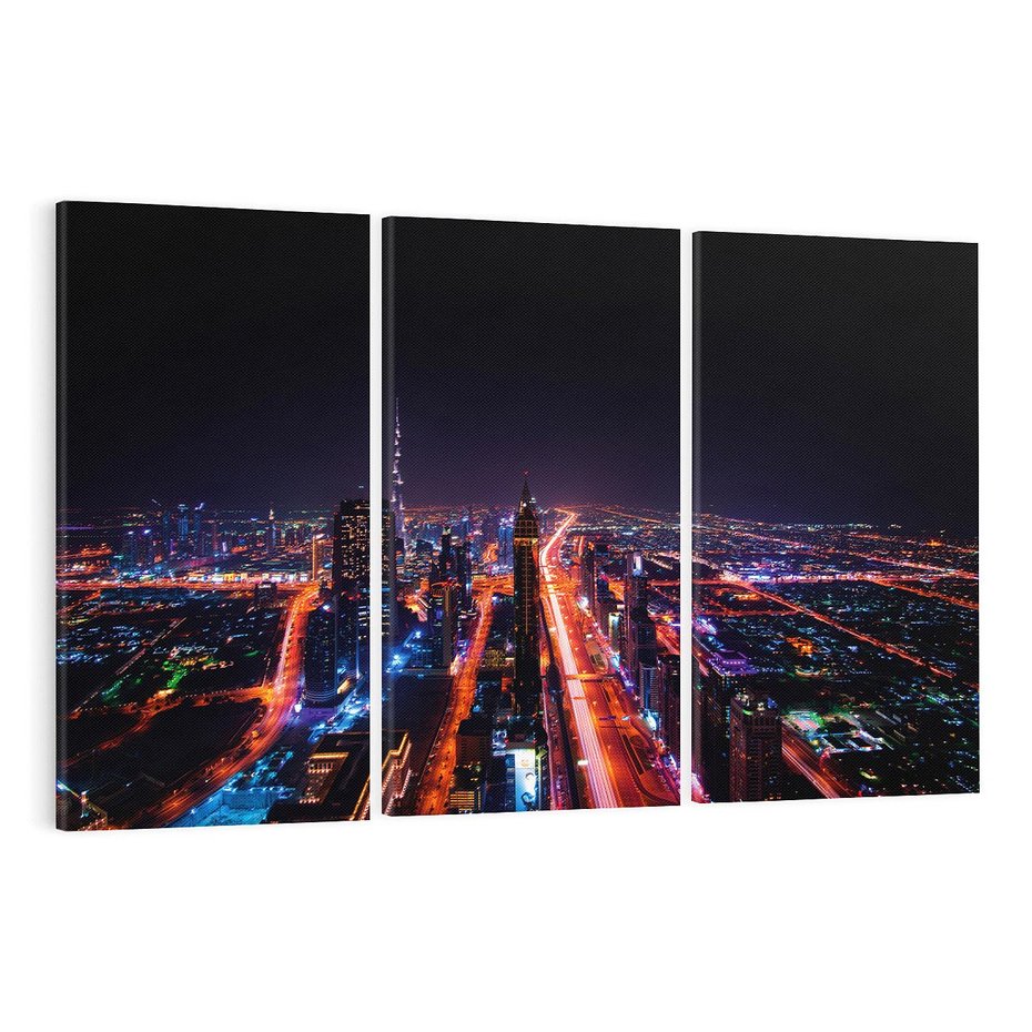 Obraz na płótnie 120x80 - Nocne oświetlenie miasta - miasto, noc