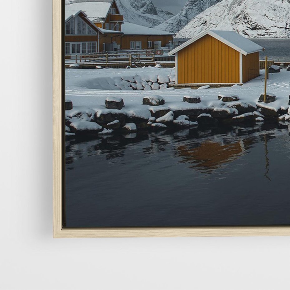 Obraz w ramie 70x50 - Minimalizm i Urok Natury - skandynawskie, domki - rama drewno