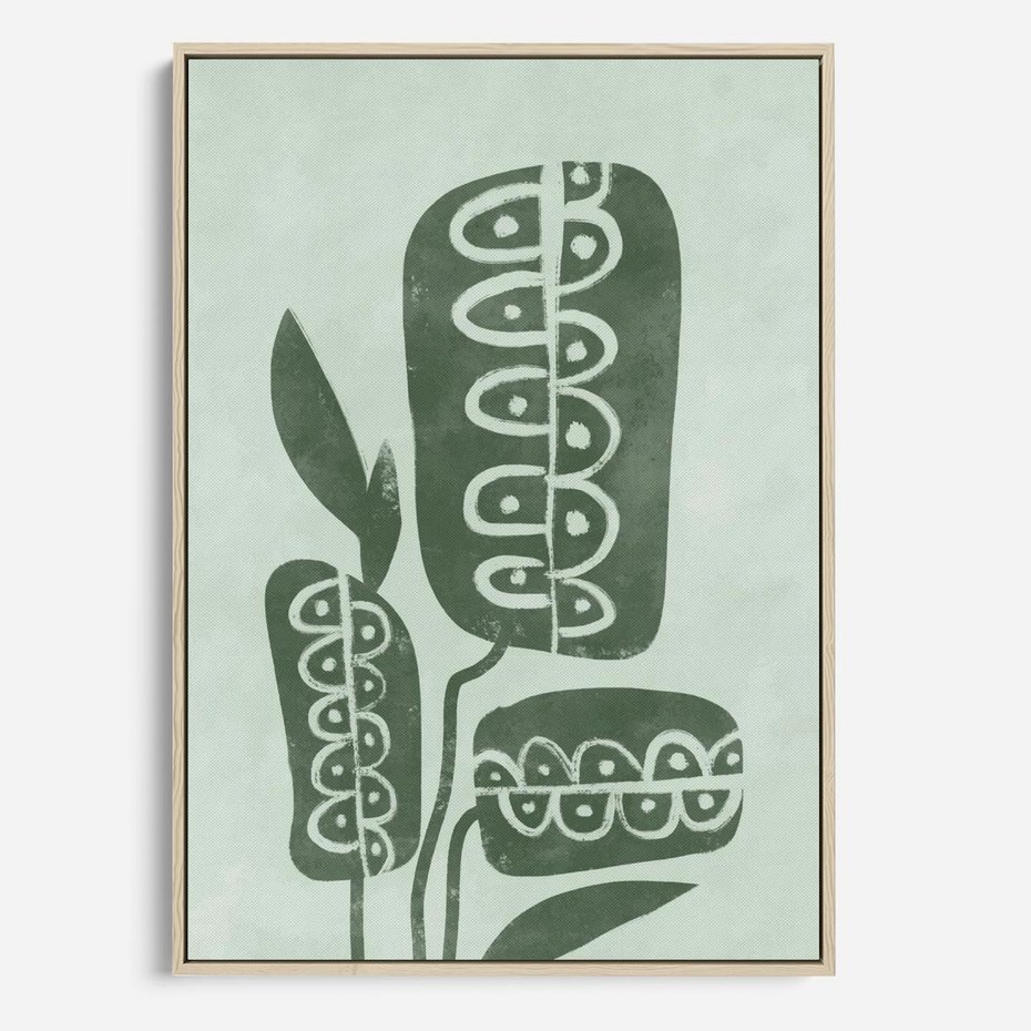 Obraz w ramie 70x100 - Nurtująca Zieleń - abstrakcyjny zielony motyw, skandynawski design - rama drewno