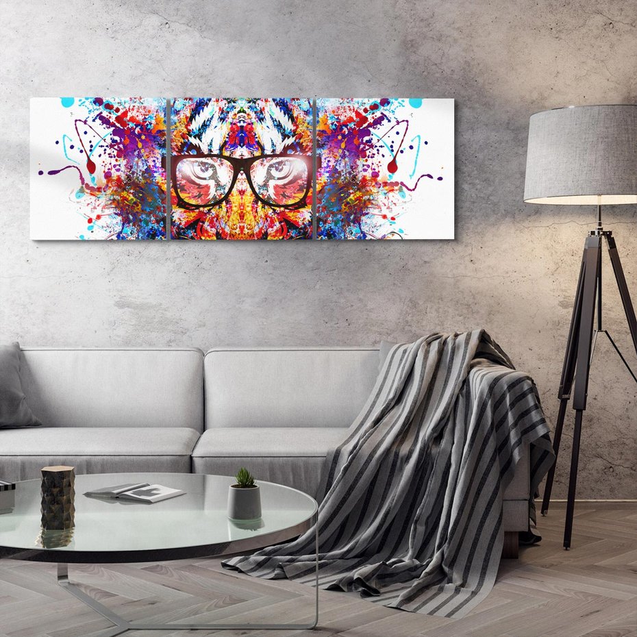 Obraz na płótnie 90x30 - Tygrys w graficznej oprawie - tygrys, grafika