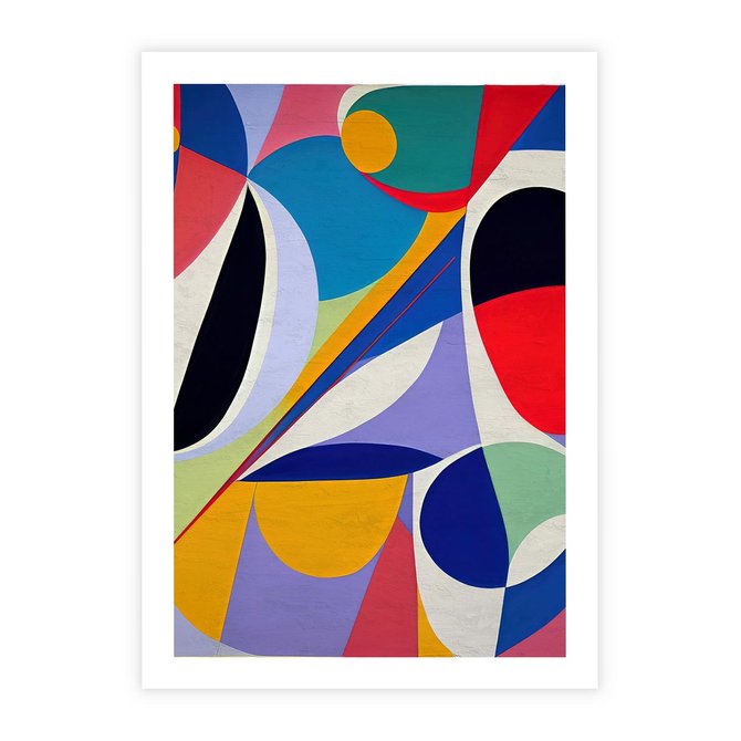 Plakat bez ramy 21x30 - Kolorowe Przesunięcia Kształtów - abstrakcyjny obraz olejny, żywe kolory