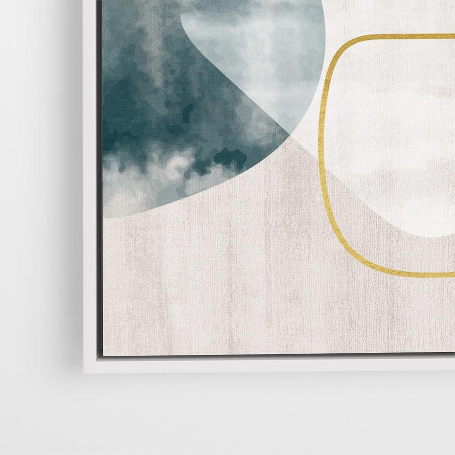 Obraz w ramie 50x50 - Minimalistyczne Plamy Farby - pastelowe geometryczne plamy, akwarela - rama biała