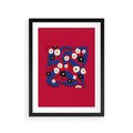 Plakat w ramie 30x40 - Kolorowe Przenikanie - abstrakcyjna kwiatowa kompozycja, czerwone mocne tło - rama czarna
