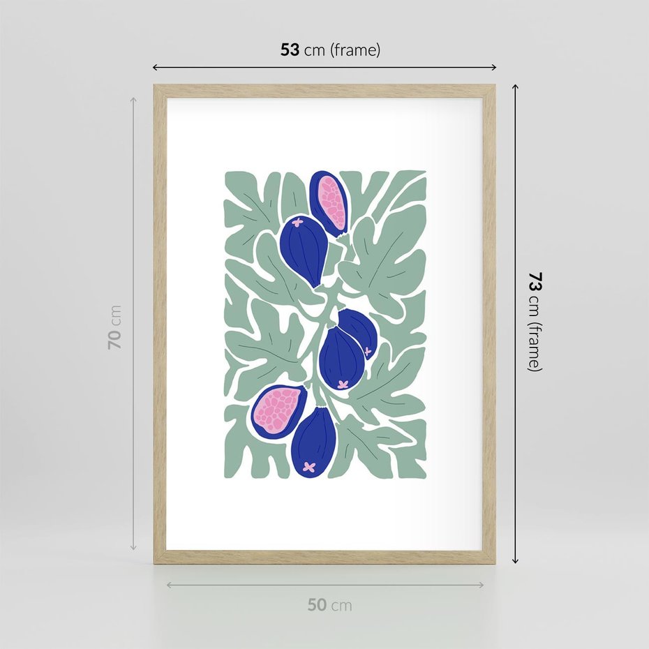 Plakat w ramie 50x70 - Figi Fioletu - figi, sztuka nowoczesna - rama drewno